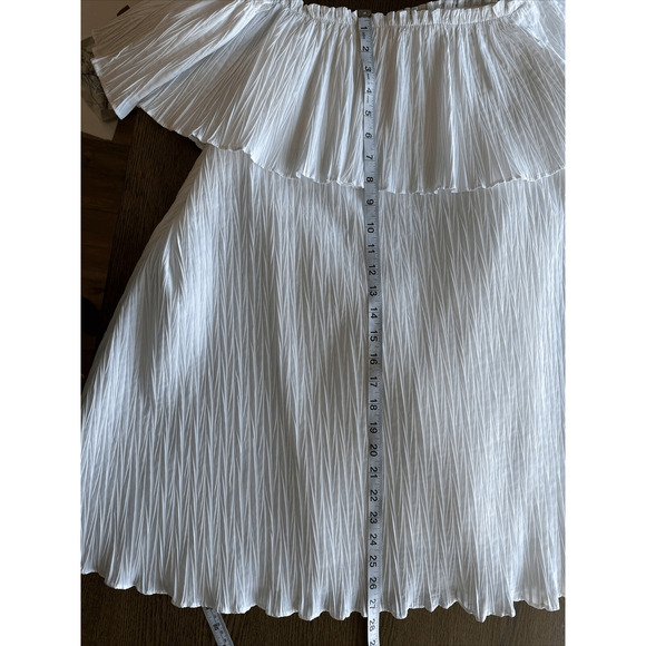 Zara Ruffled Pleated Sleeveless Short Voluminous Dress White Size M - Picture 12 of 15